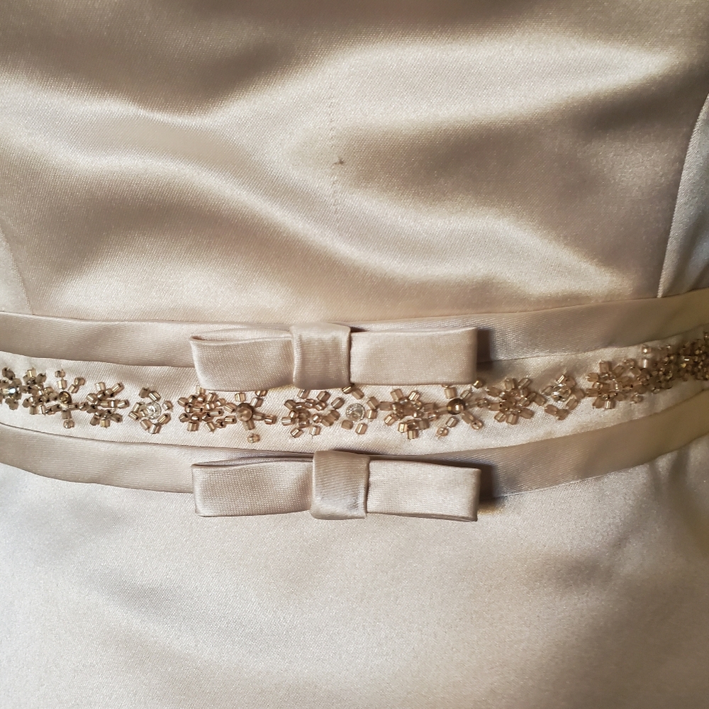 Champagne colored two-piece formal